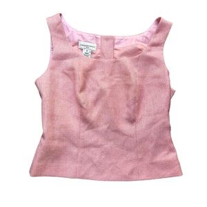 Vintage JONES NEW YORK SUIT knit light pink suit top with a button back Size 8P